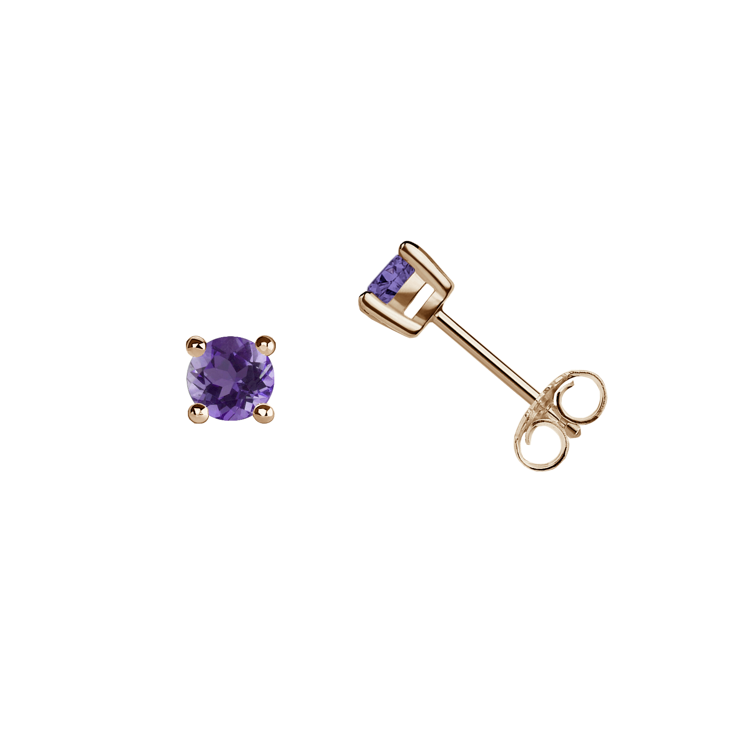 BRINCO PONTO DE LUZ AMETISTA 4 GARRAS OURO CHAMPAGNE