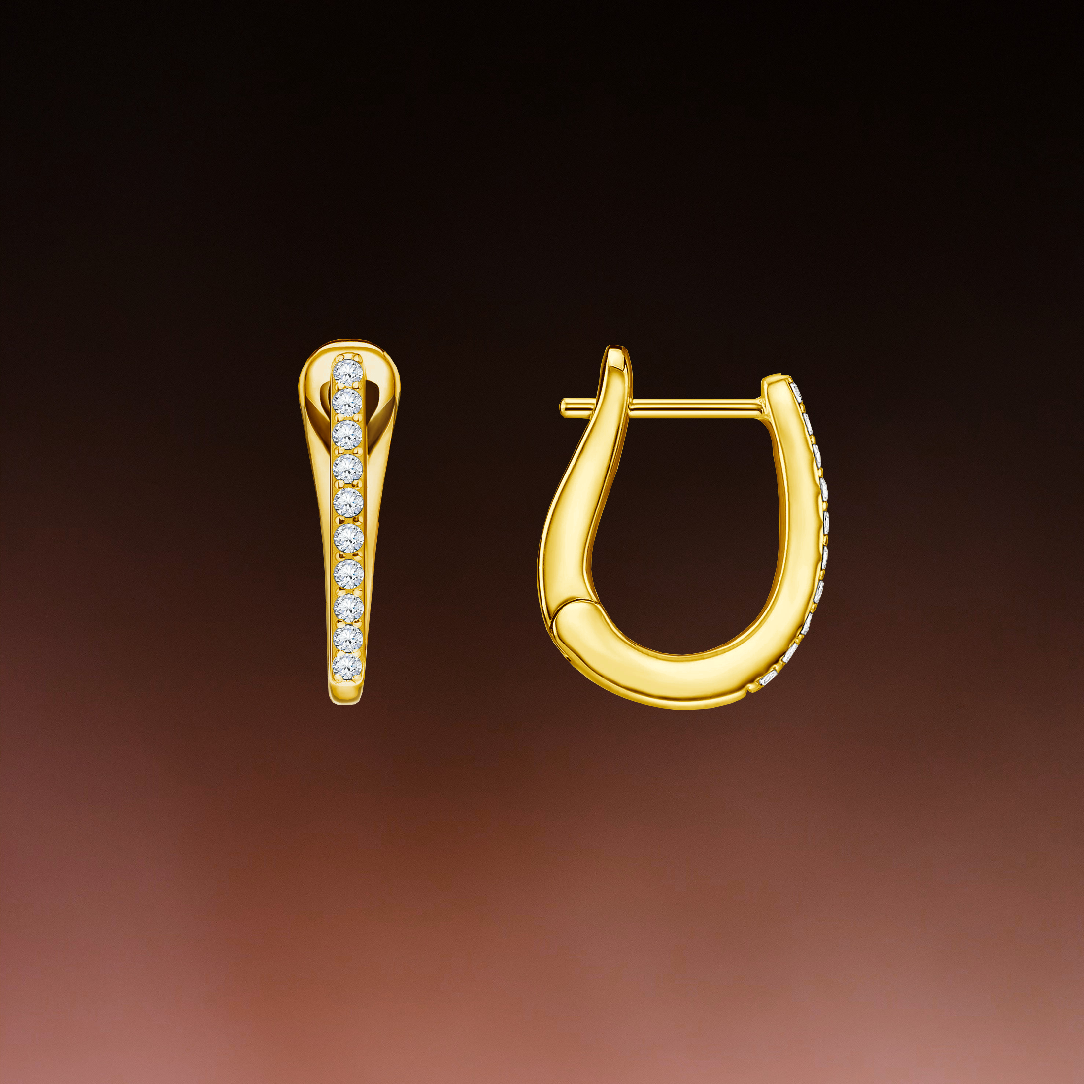brinco de argolas ouro amarelo e diamantes