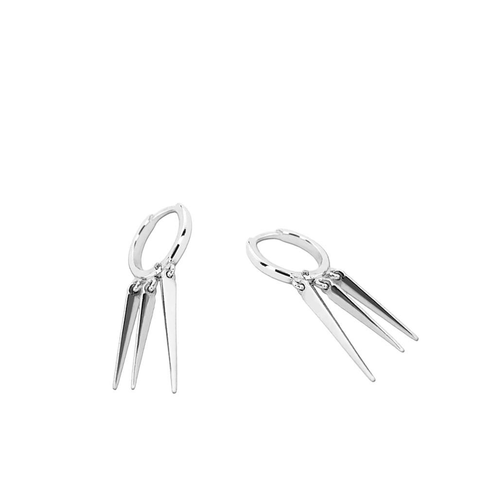 Brinco Argolas com Pingentes Stick, Ouro Branco - DISTRICT