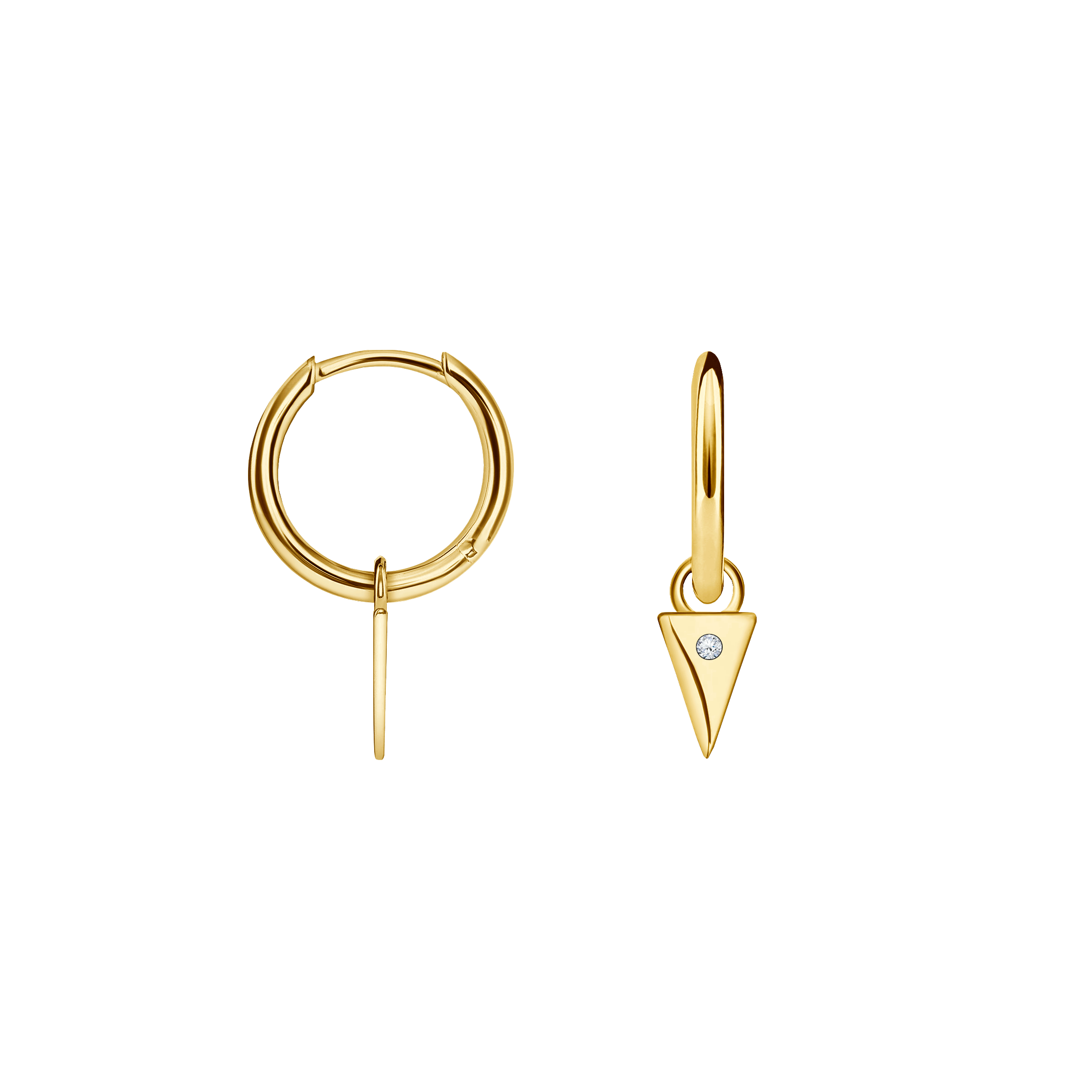 Brinco Argolas com Pingentes em Ouro Amarelo - MINT Diamantes