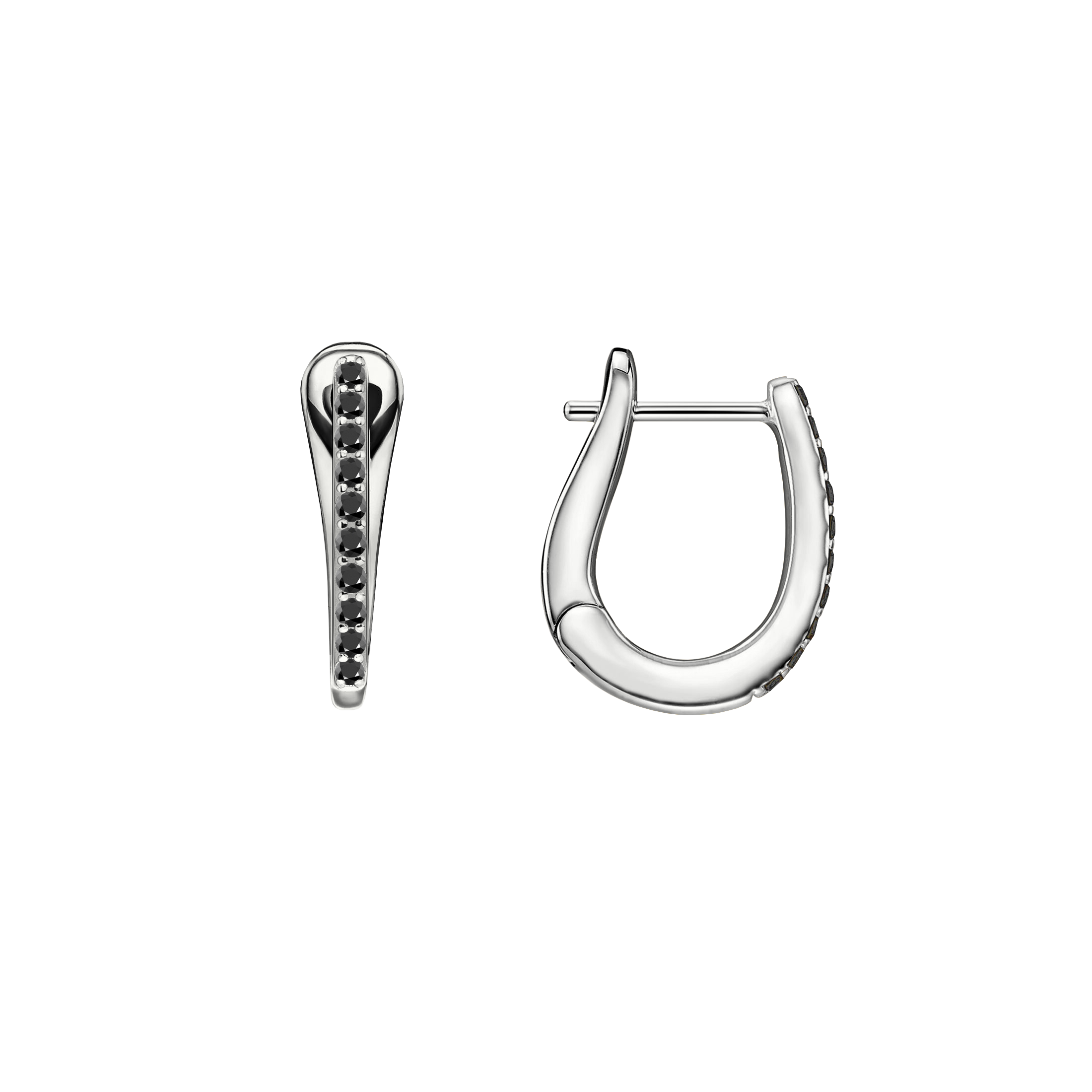 brinco ouro branco e diamantes negros finos ACY