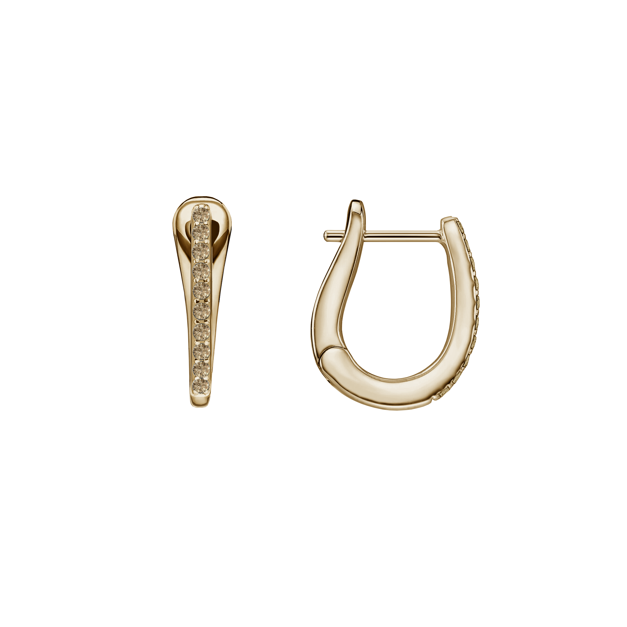 brinco argola fina, ouro champanhe e diamantes champanhe