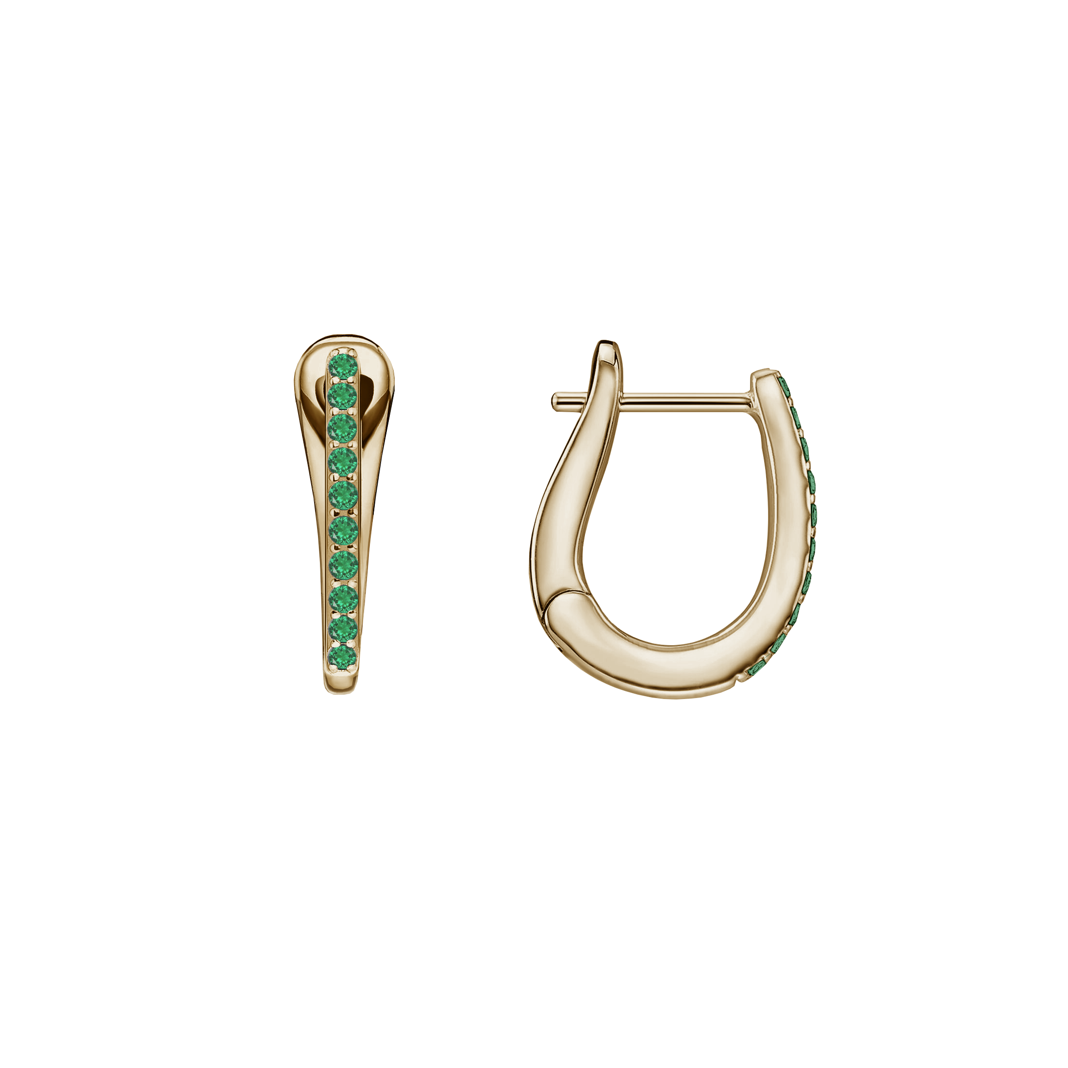 brinco argolas finos ouro sephia champagne e esmeraldas