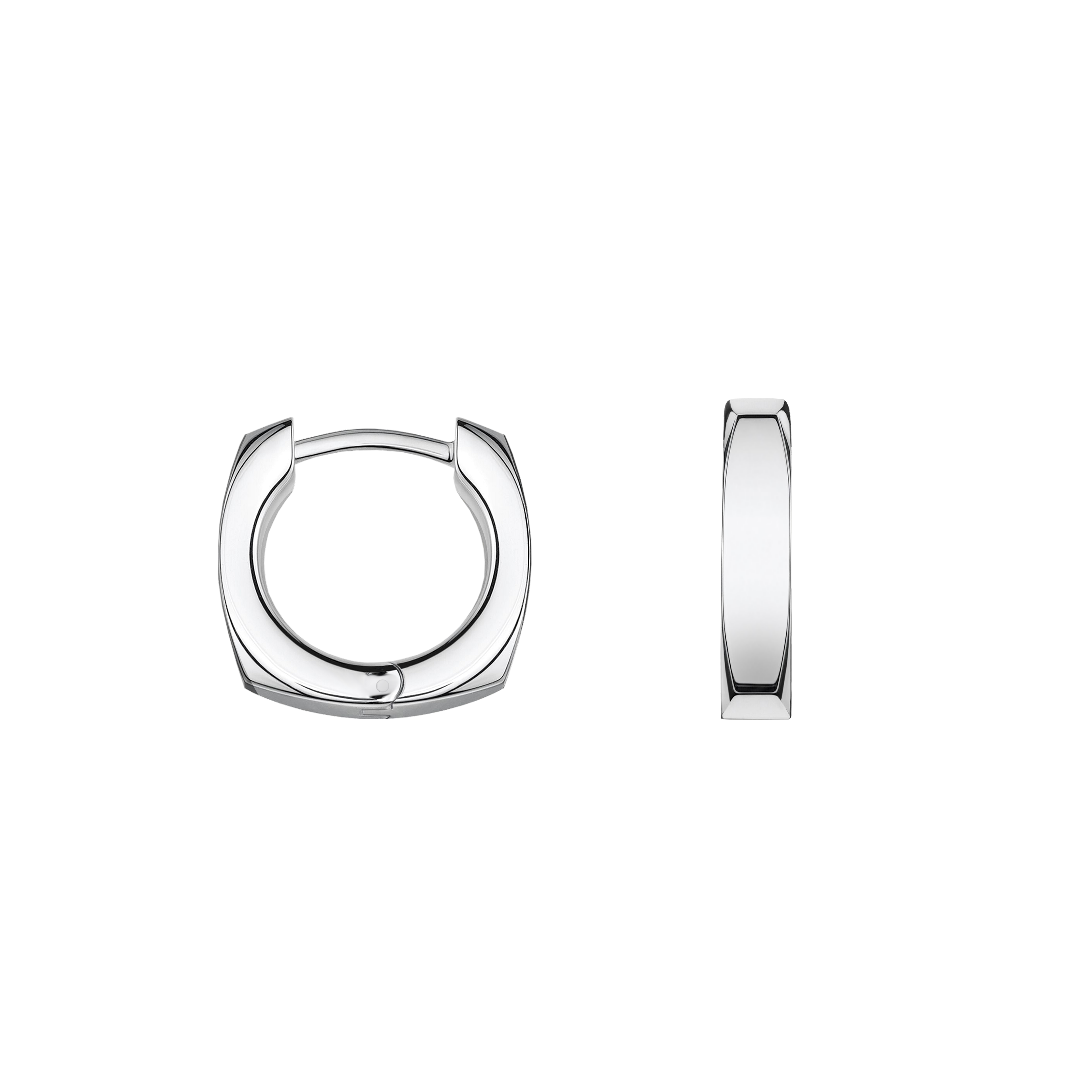 brinco argolas ouro branco 18k quadrado