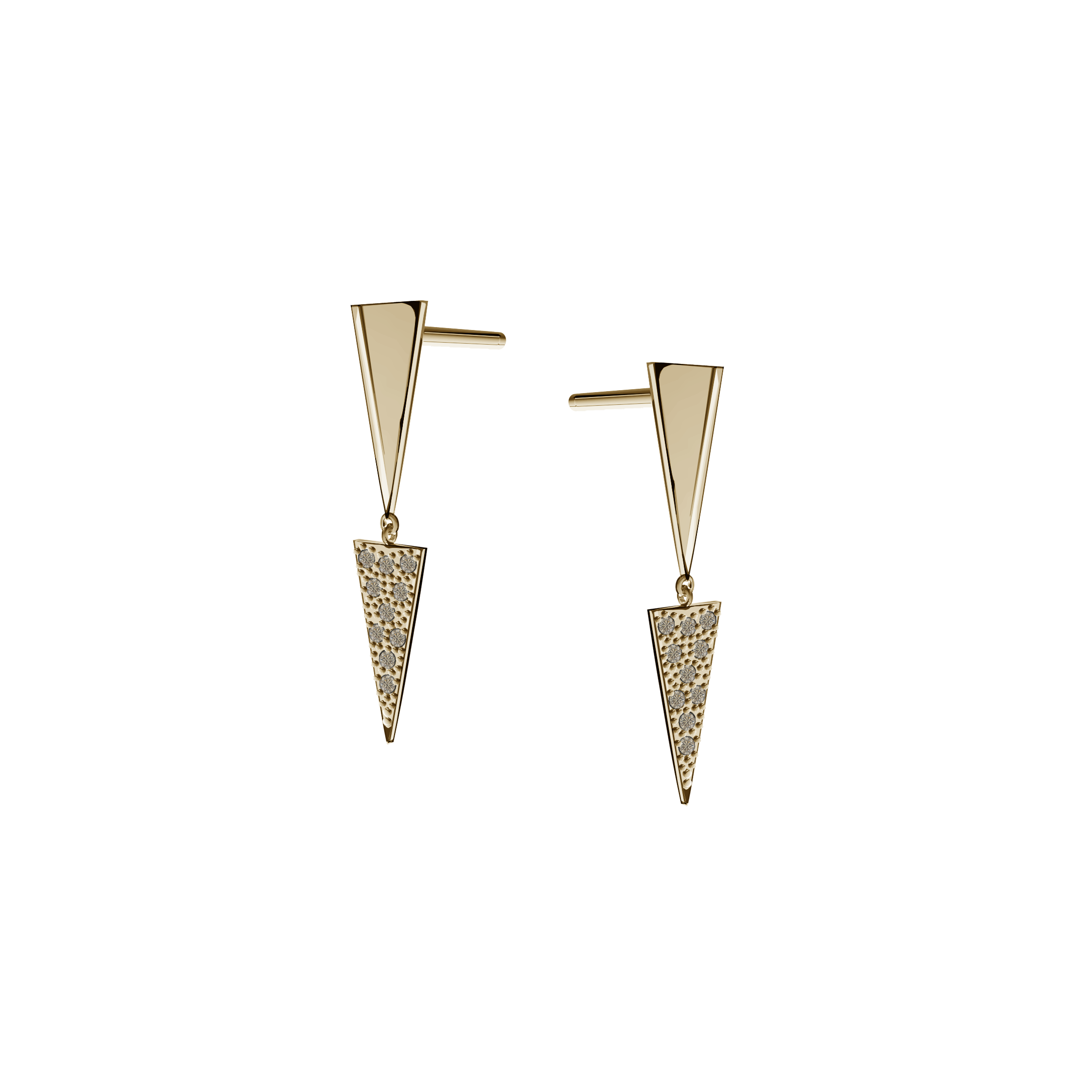 brinco moderno e diferenciado em ouro, triangulos