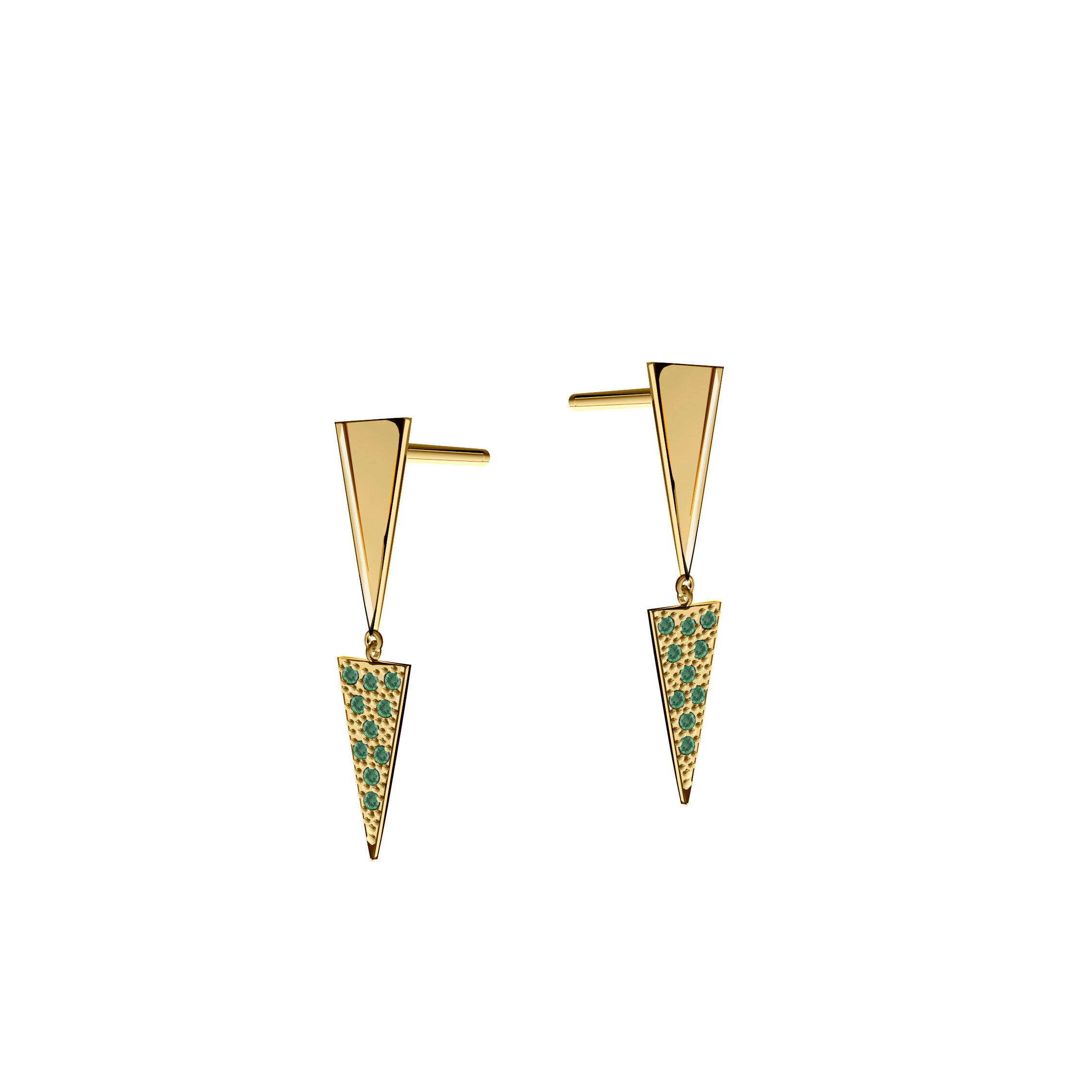 brinco diferenciado em ouro, triangulos