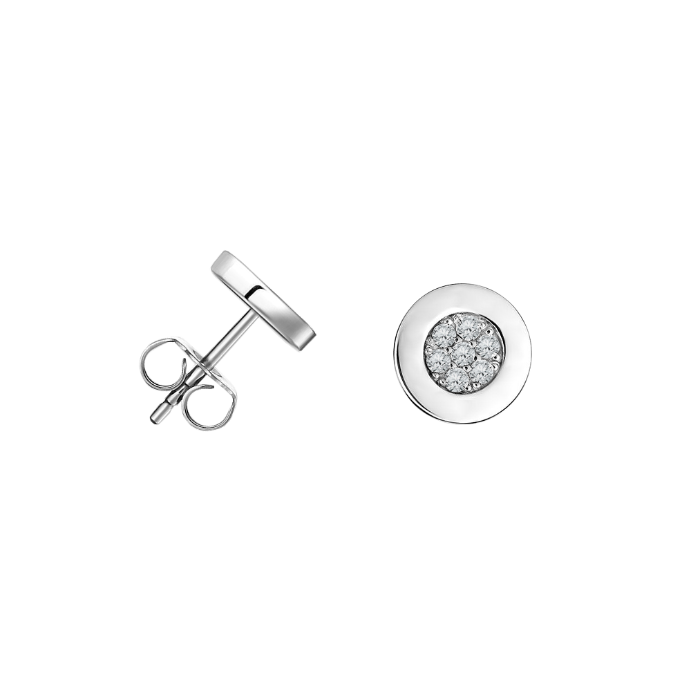 brinco ponto de luz ouro branco diamante redondo