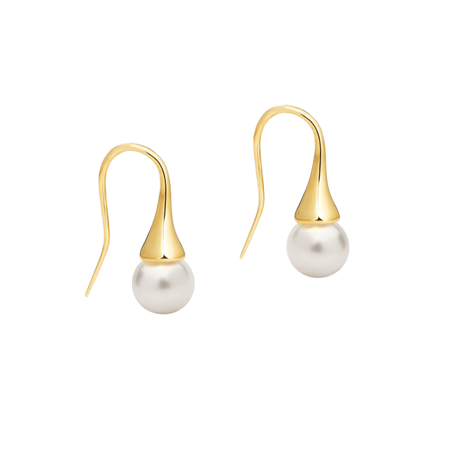 brinco perolas brancas, ouro amarelo 750