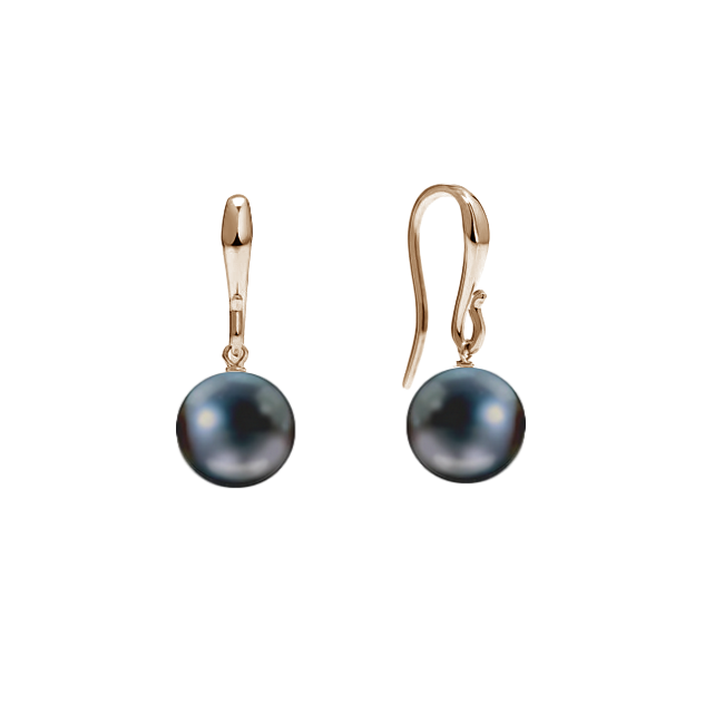 Brinco Gancho de Pérolas Negras, Ouro Sephia® - PERLE