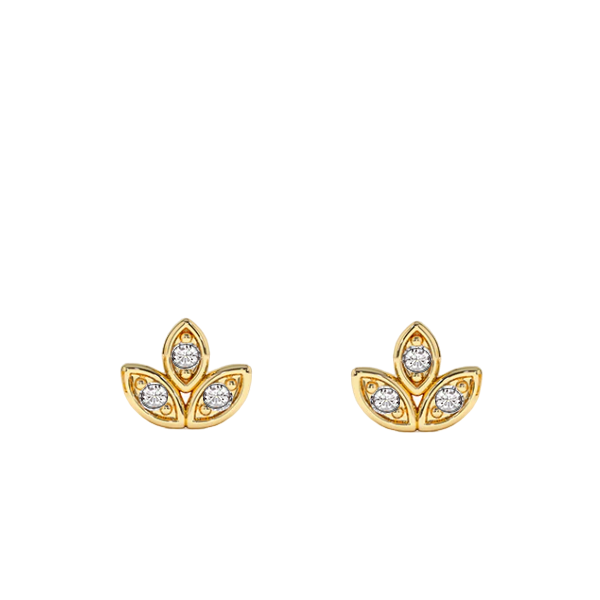 Brinco Motivo Lotus Ouro Amarelo e Diamantes - LOTO