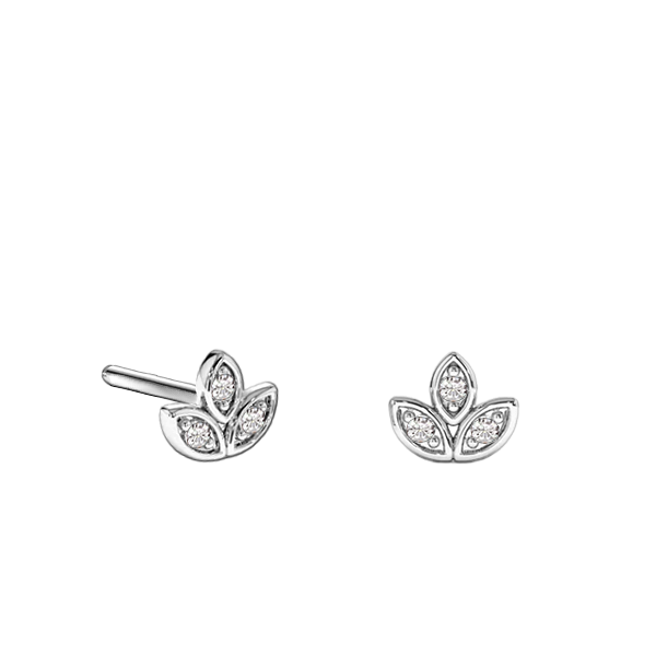 Brinco Motivo Lotus Ouro Branco e Diamantes - LOTO