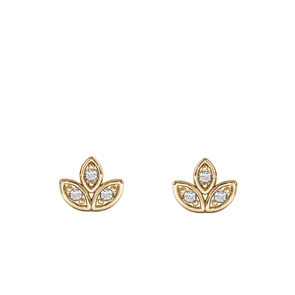 Brinco Motivo Lotus Ouro Sephia® e Diamantes - LOTO