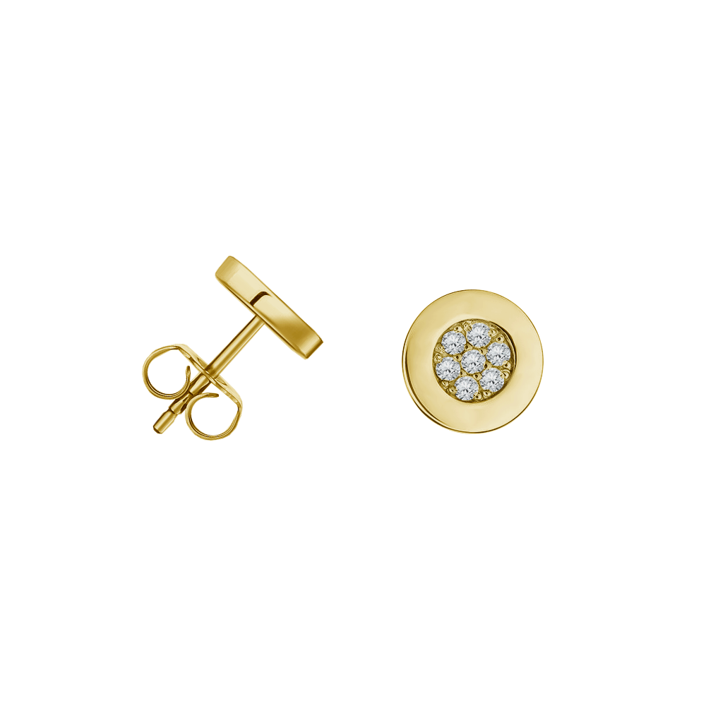 brinco ponto de luz diamantes redondo ouro amarelo