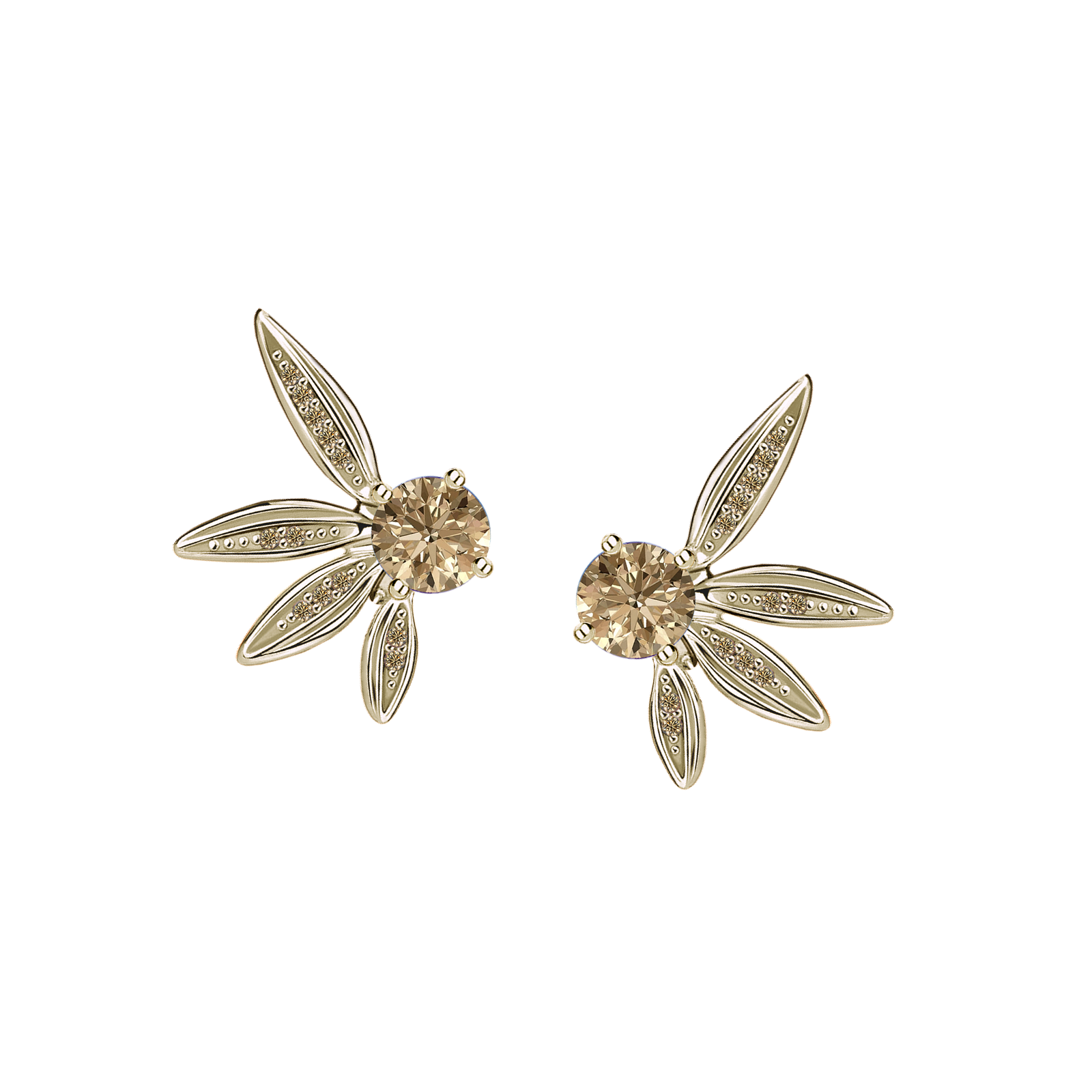 Brinco Pétalas Ouro Sephia® com Diamantes Champagne - PALETTE