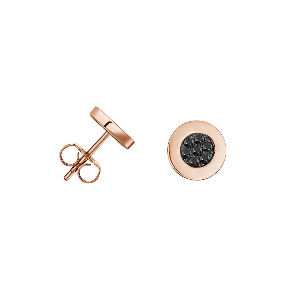 brinco ouro rosa com diamantes negros