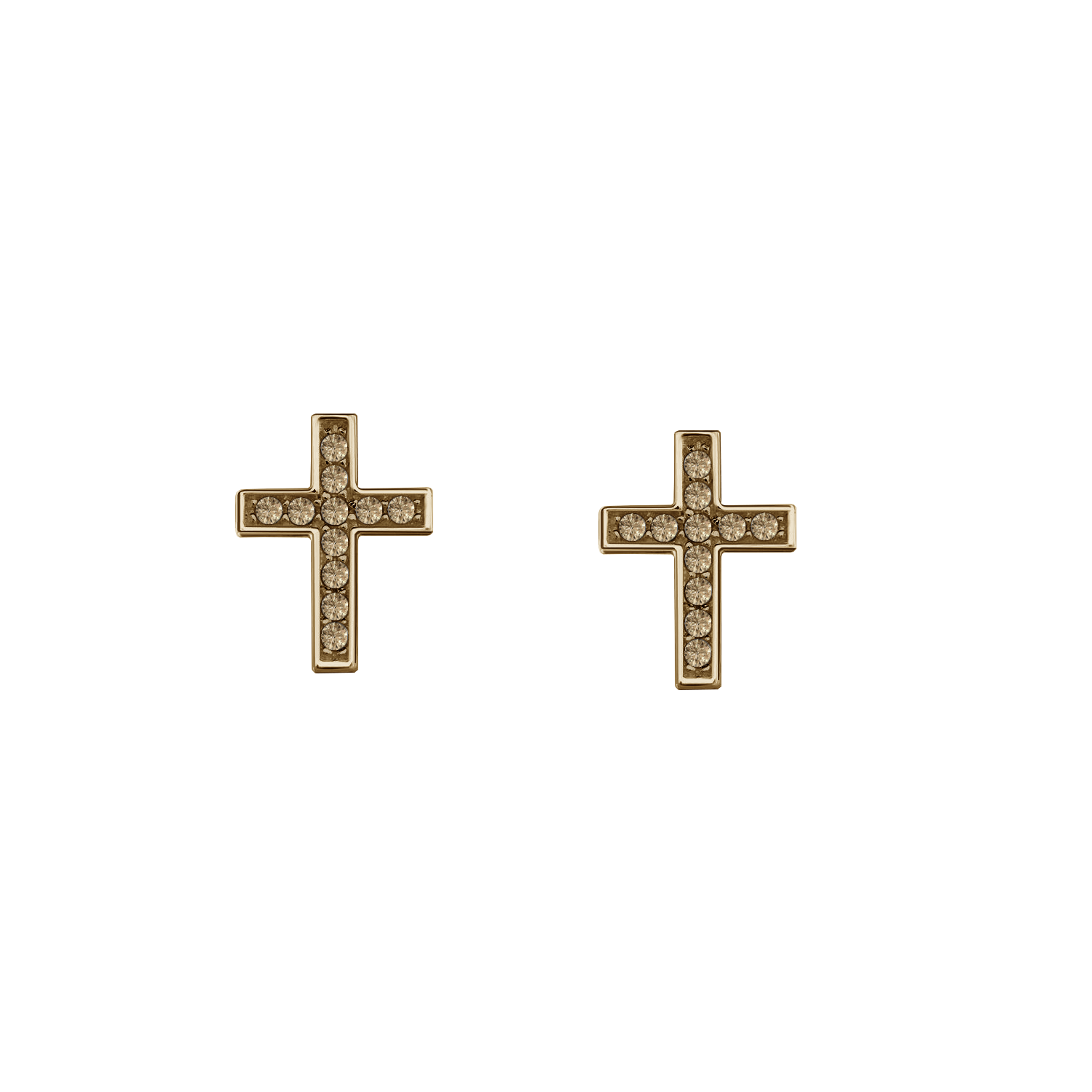 brinco cruz ouro champanhe e diamante champanhe