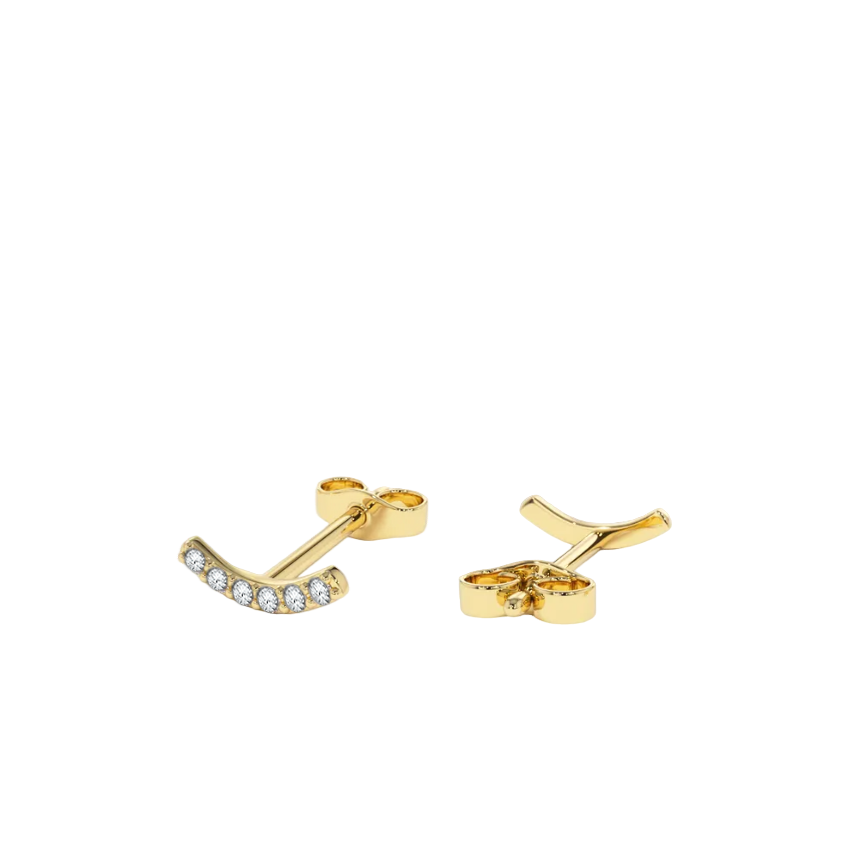 Brinco Pequeno Curvo de Diamantes, Ouro Amarelo - MYND