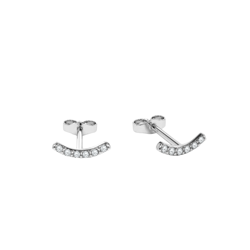 Brinco Pequeno Curvo de Diamantes, Ouro Branco - MYND