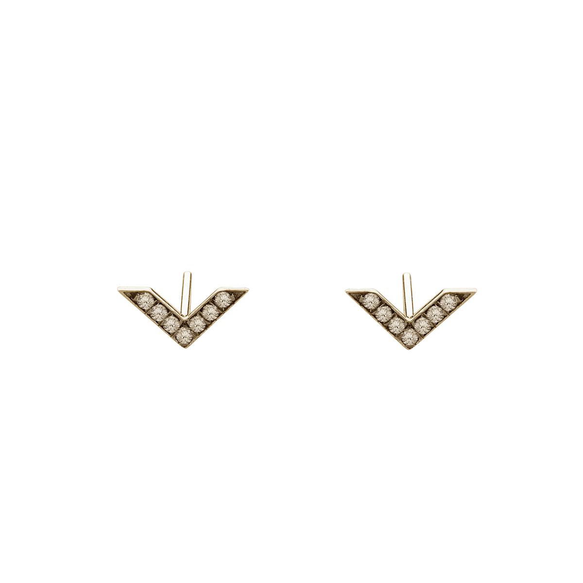 Brinco Pequeno em V de Diamantes Cognac, Ouro Sephia® - DELTA