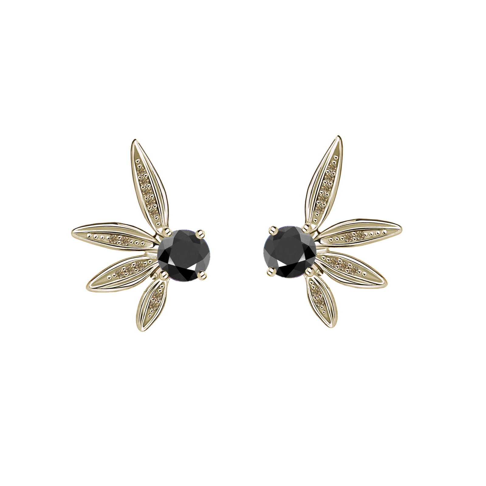 Brinco Pétalas Ouro Sephia® com Diamantes Champagne e Negros - PALETTE