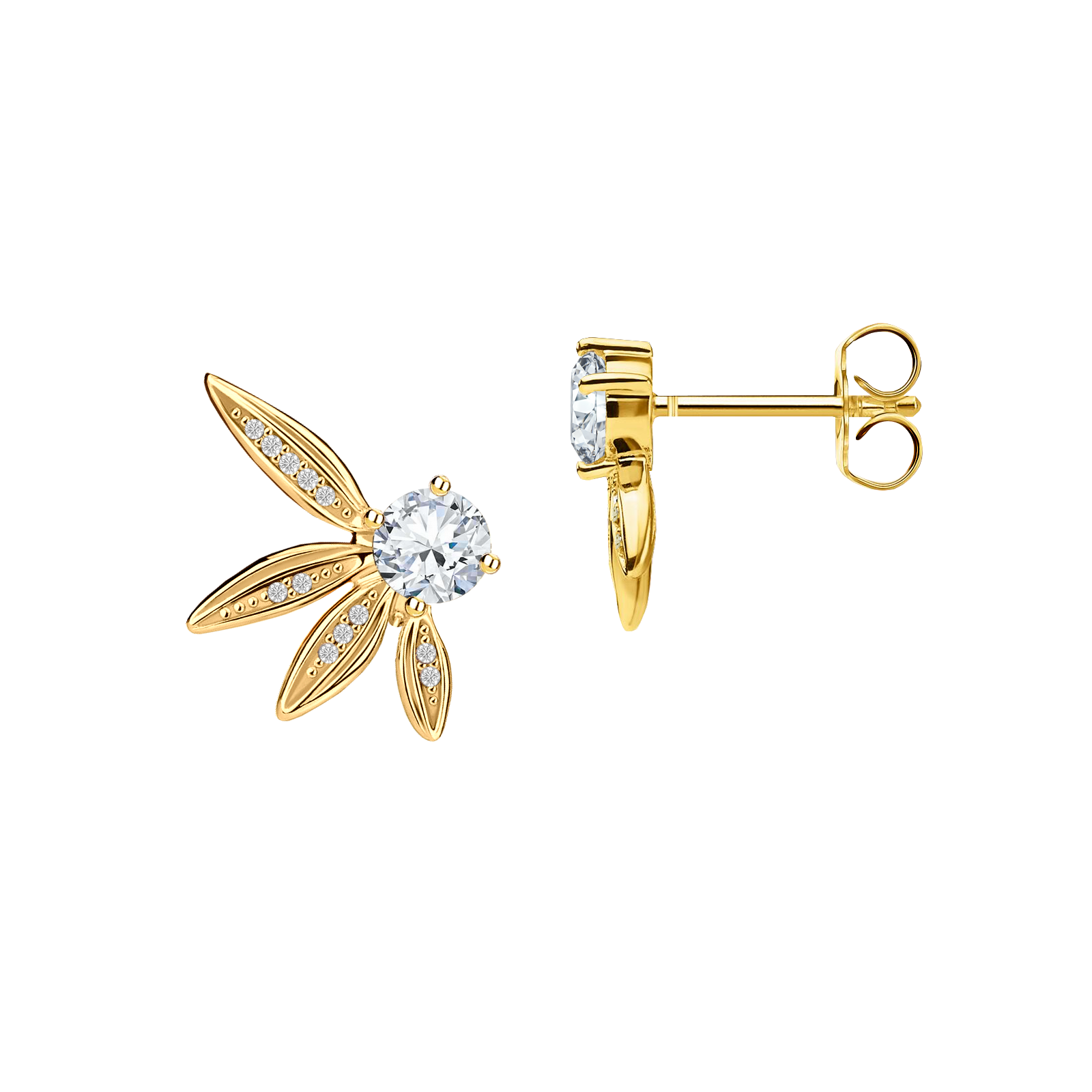 brinco flor ouro amarelo e diamantes