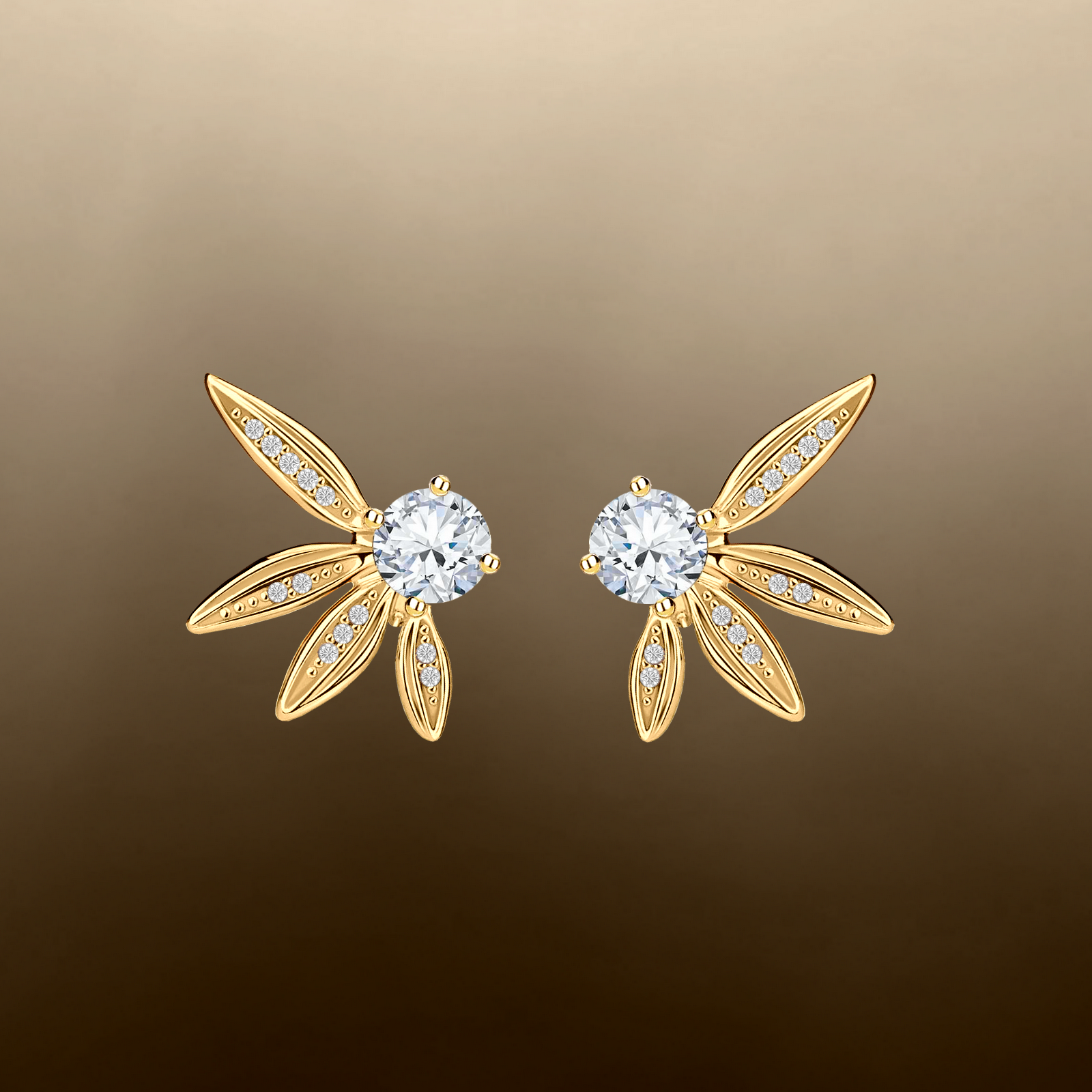 brinco flor ouro amarelo e diamantes