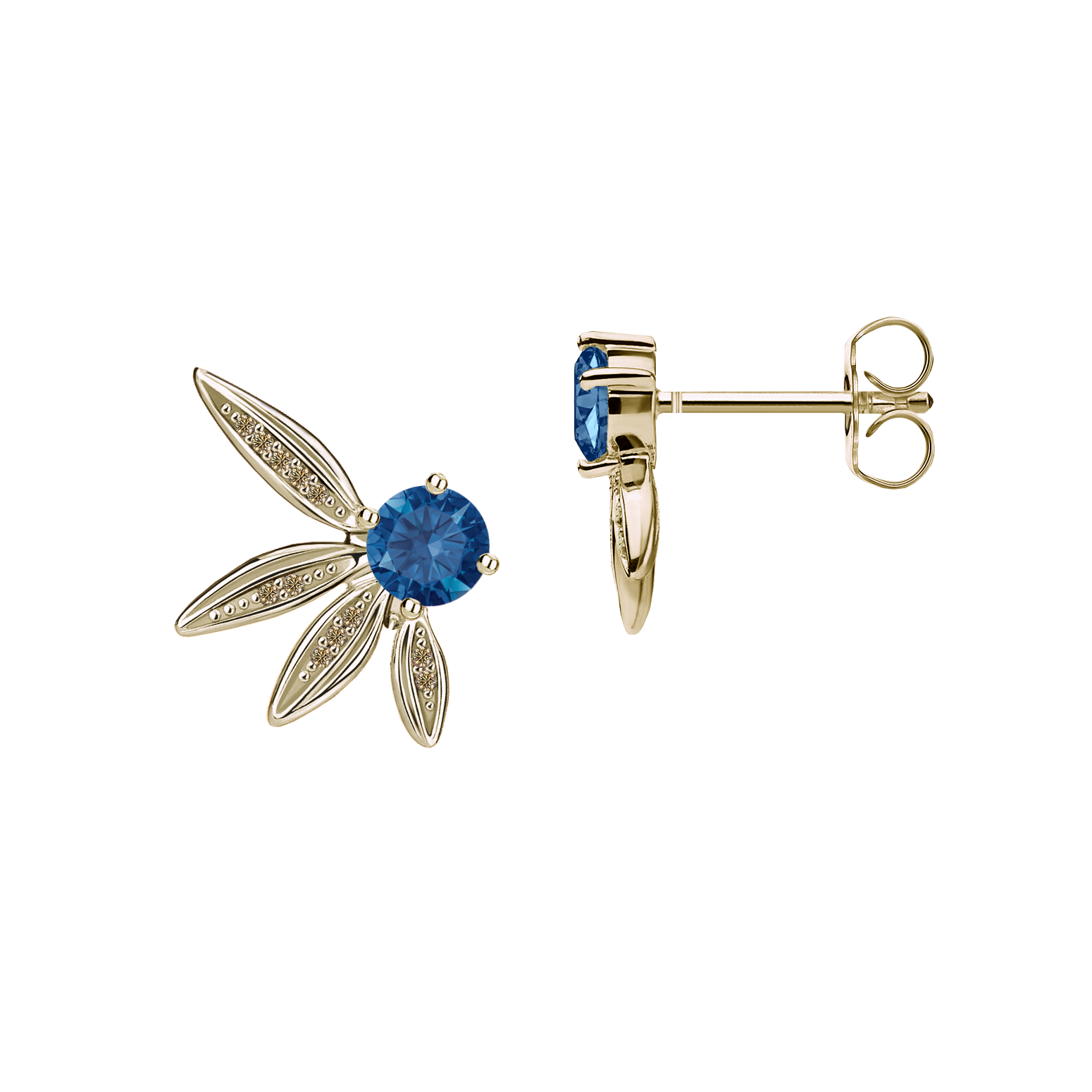 Brinco Pétalas Ouro Sephia® com Safiras e Diamantes Champagne - PALETTE