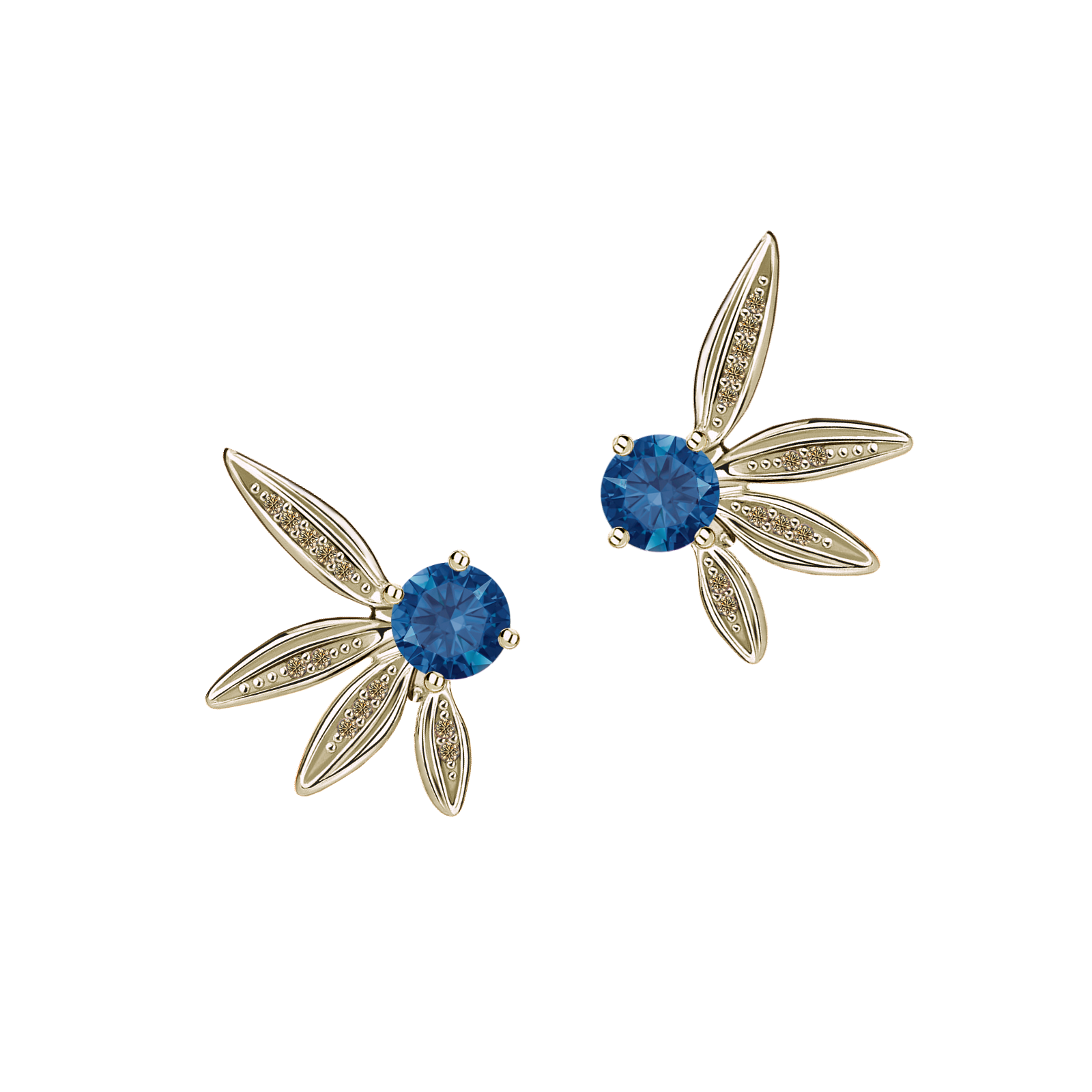 Brinco Pétalas Ouro Sephia® com Safiras e Diamantes Champagne - PALETTE