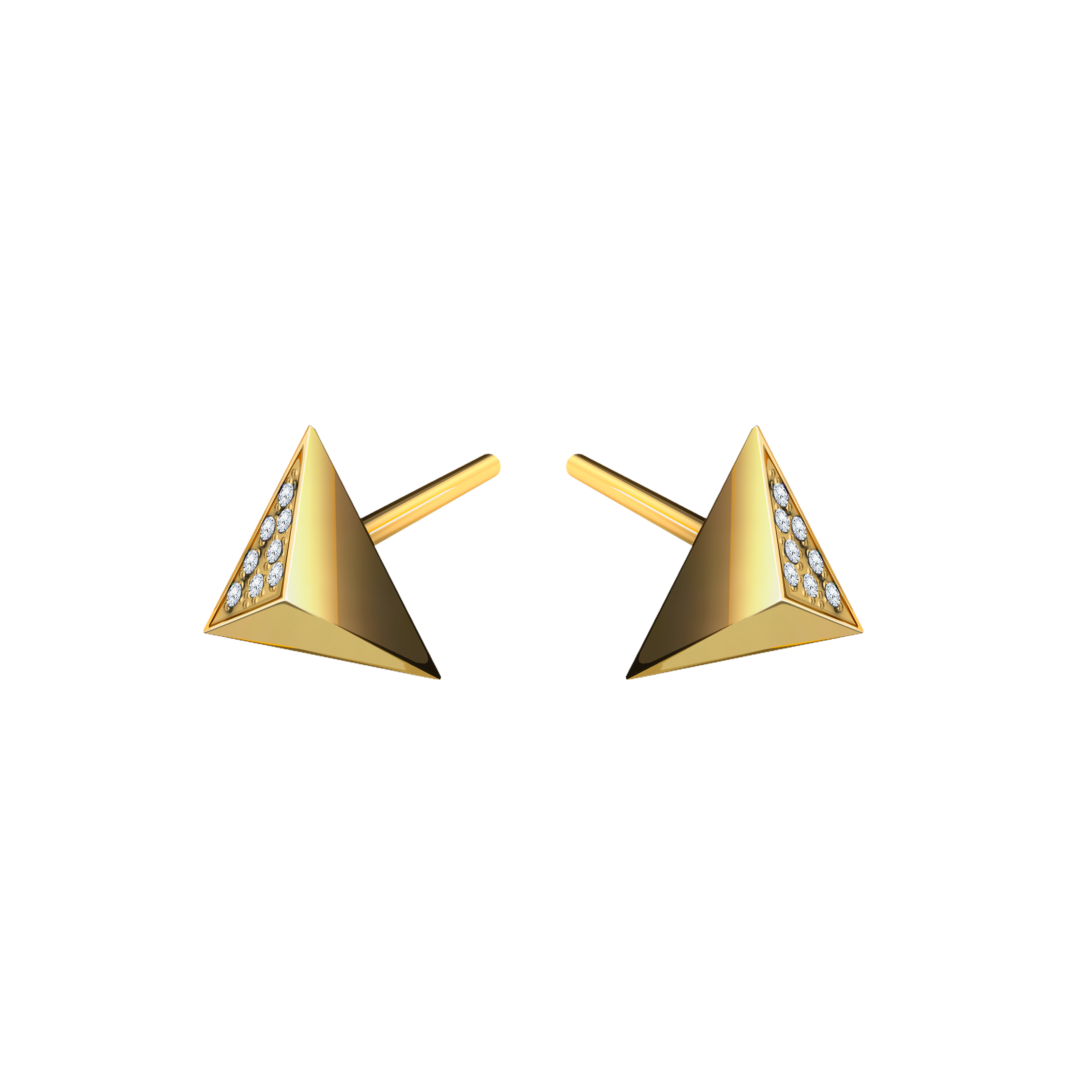 brinco diferente piramide e diamantes
