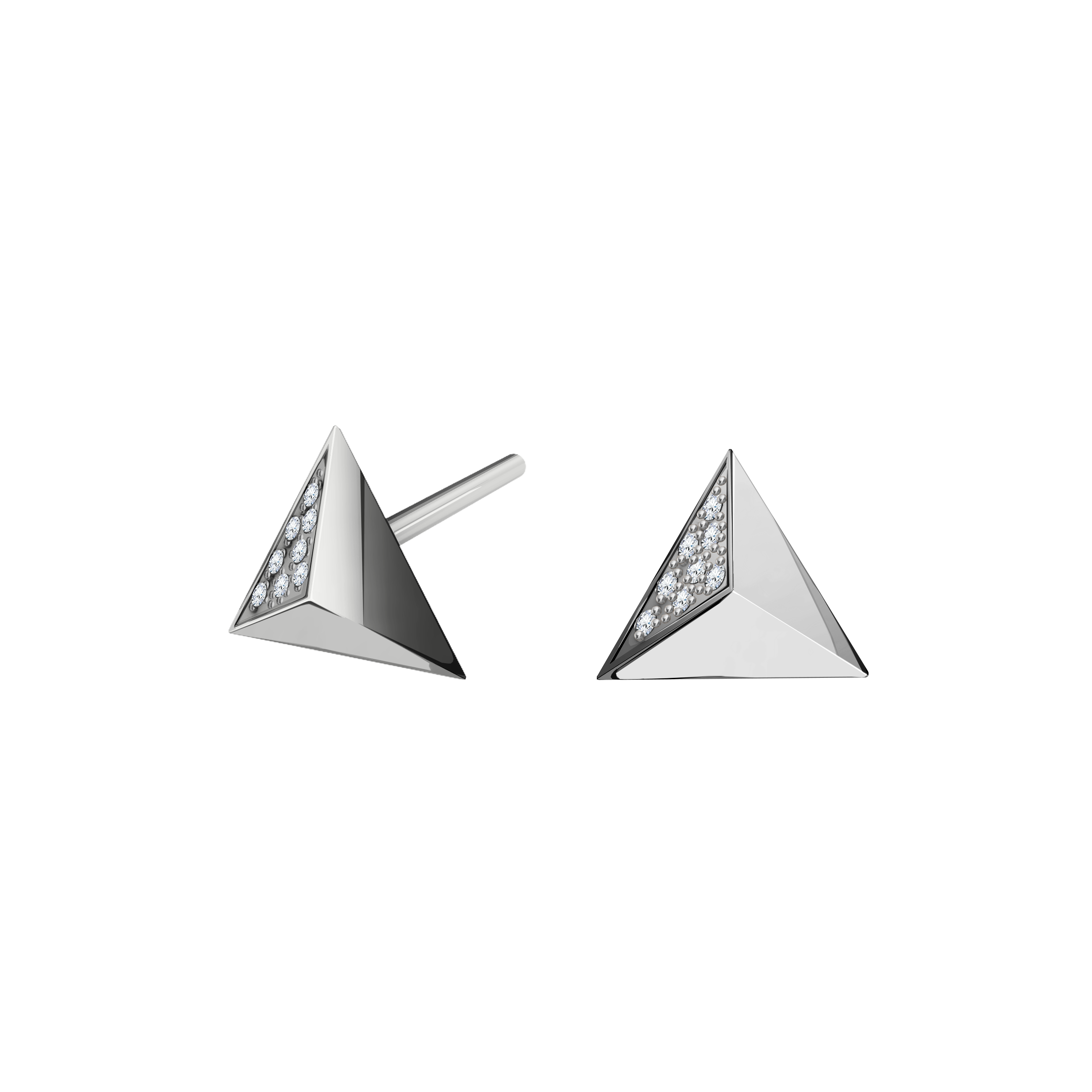 brinco piramide ouro branco