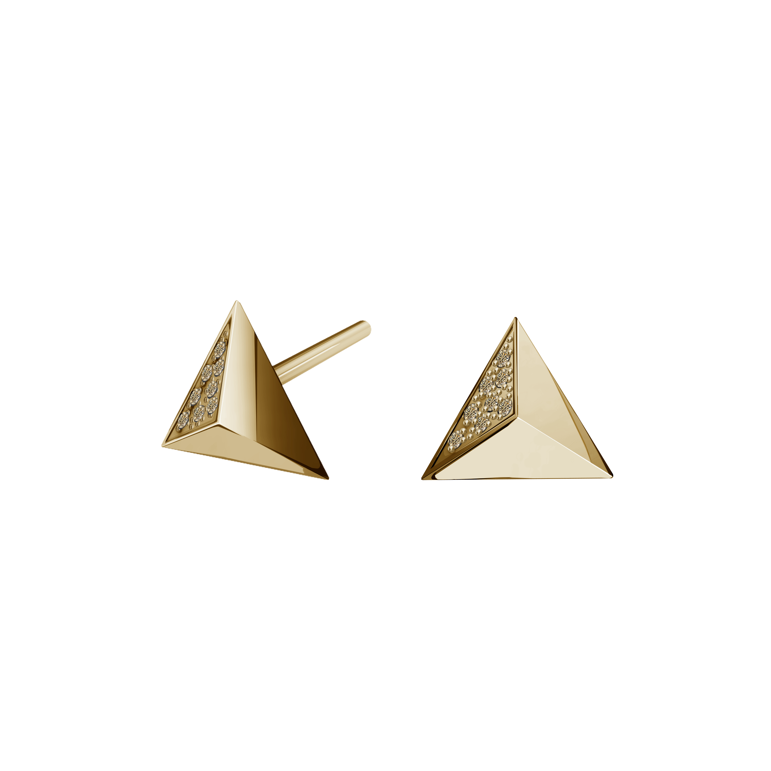 brinco piramide ouro champanhe