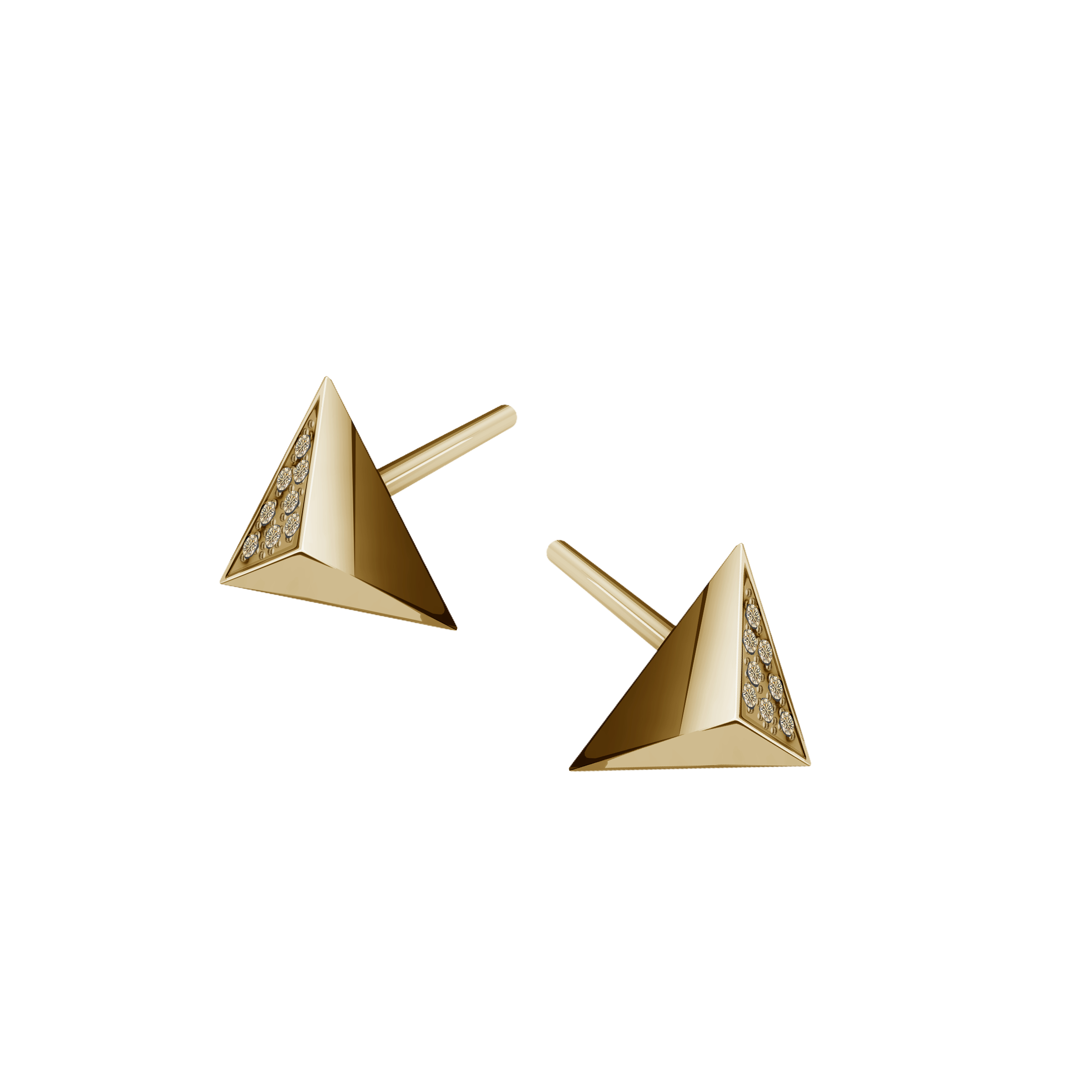 brinco piramide diamantes champanhe
