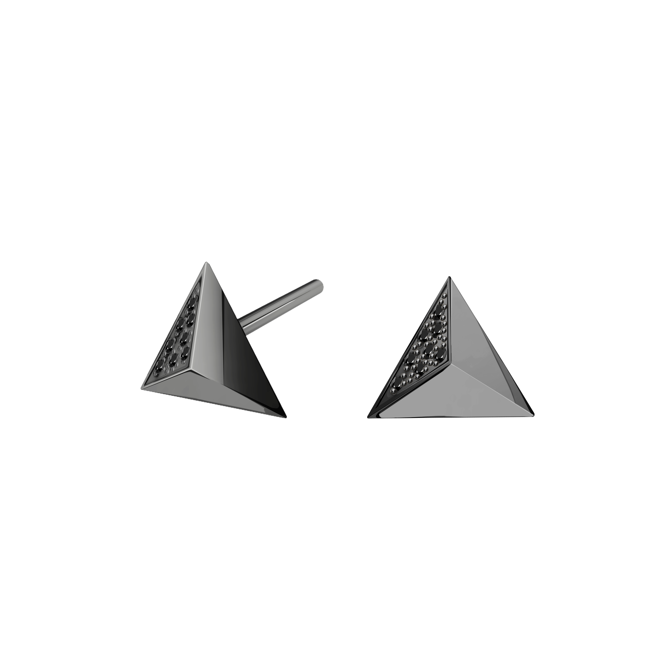 brinco piramide ouro negro e diamantes negros