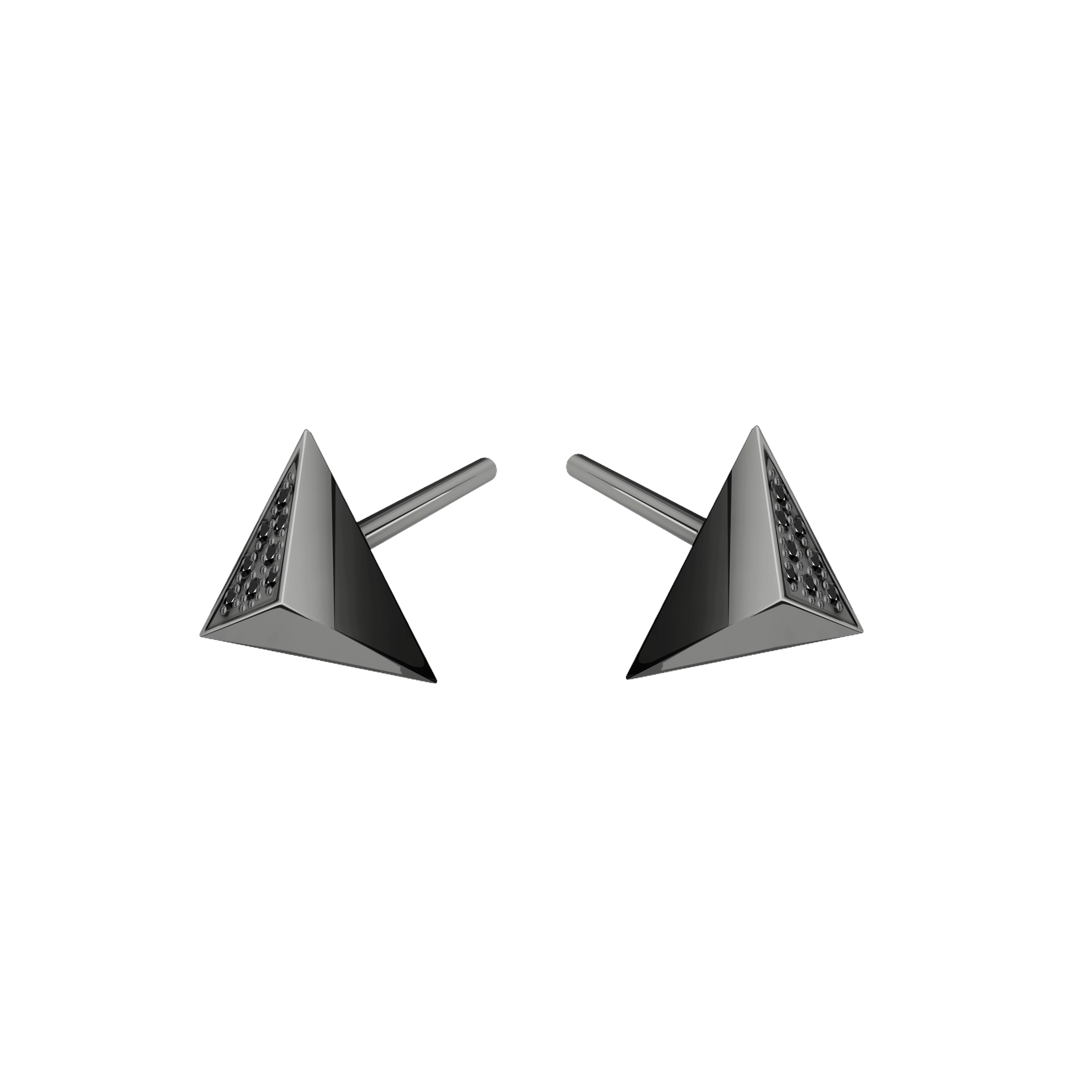 brinco ouro negro piramide e diamantes negros