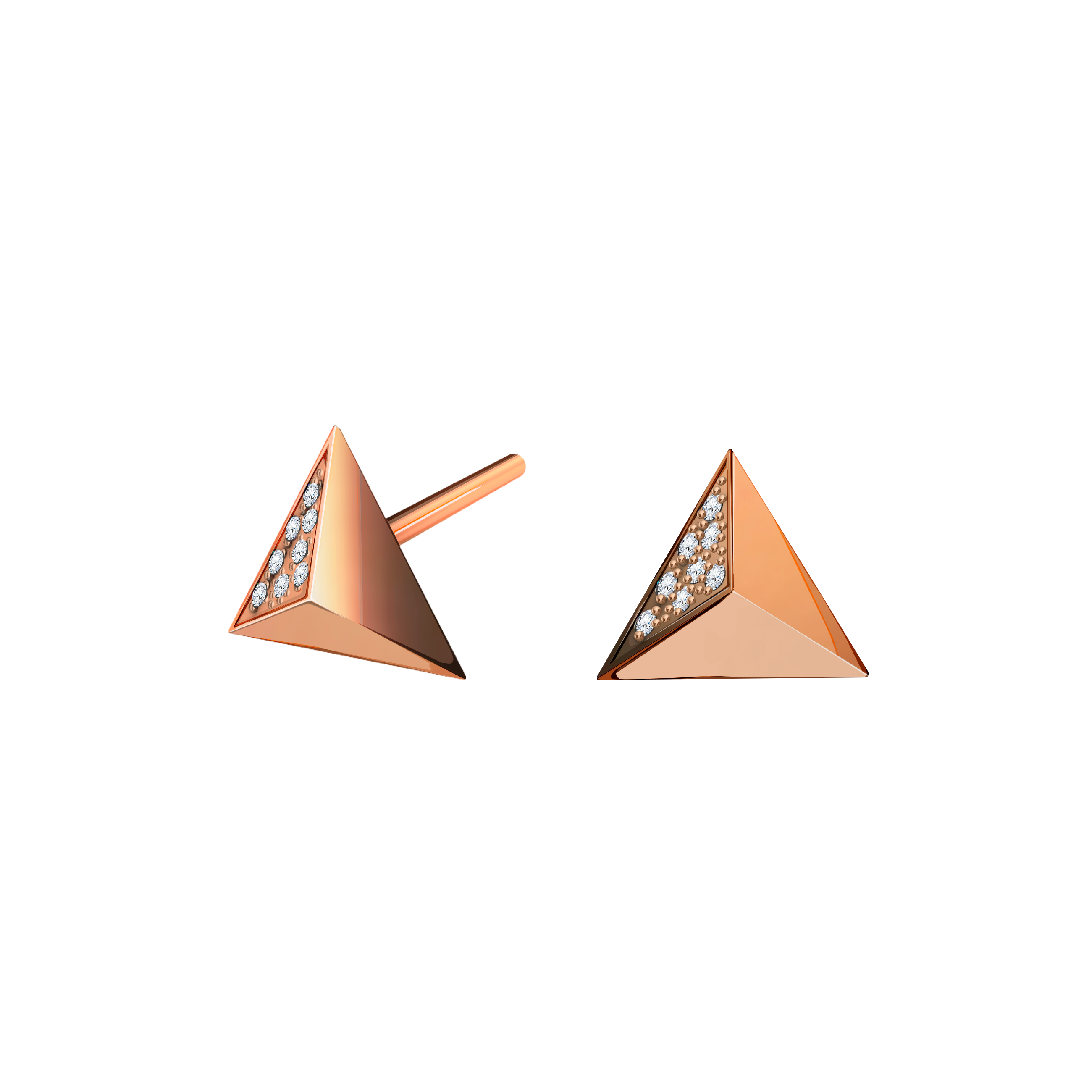 brinco piramide ouro rosa
