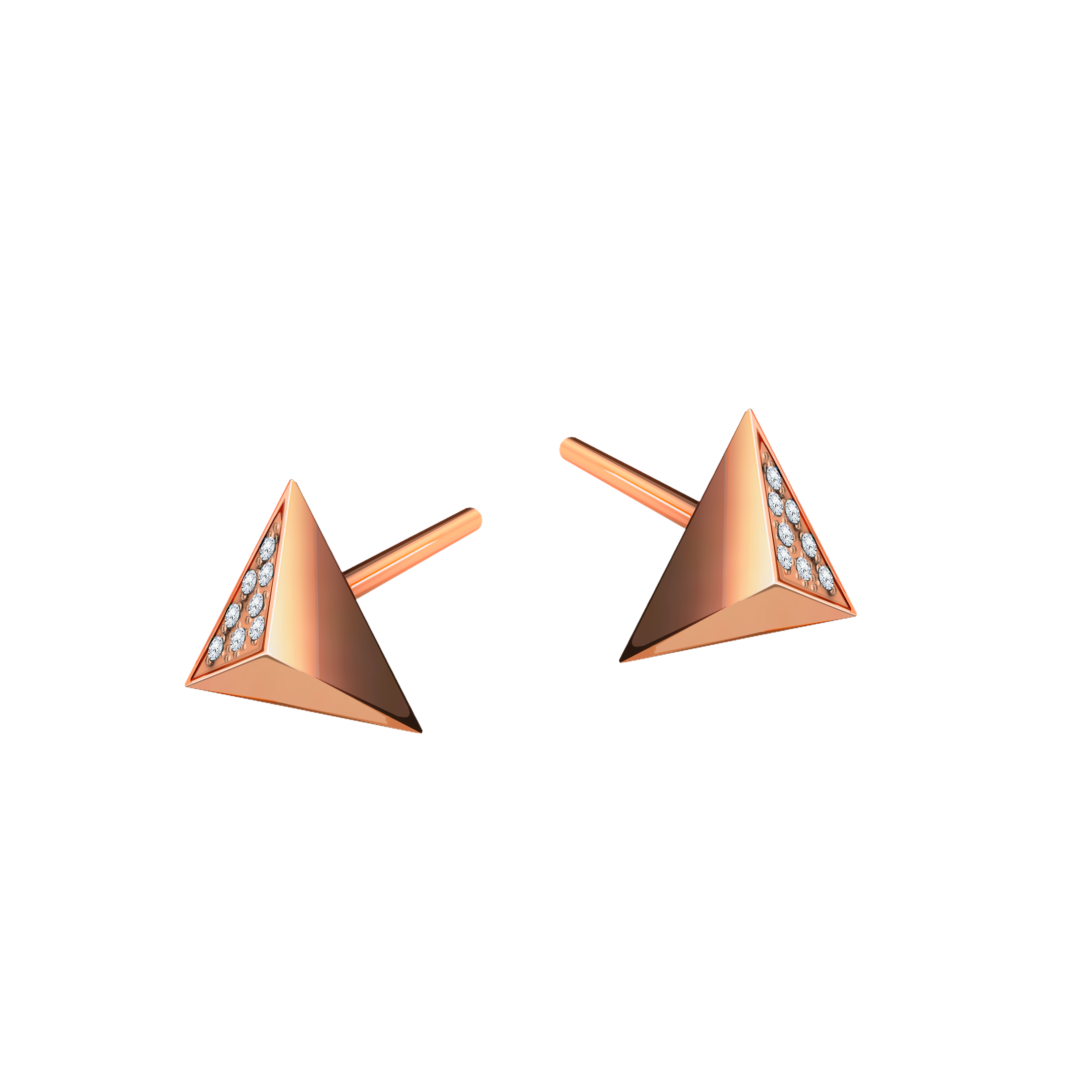 brinco piramide ouro rosa e diamantes