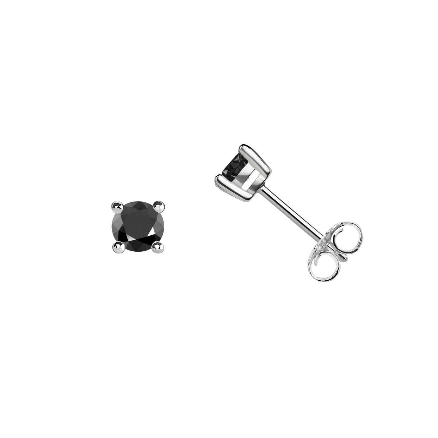 brinco ponto de luz 4 garras diamante negro essencial