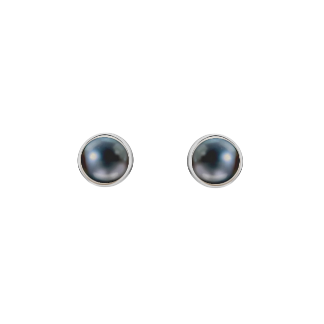 Brinco de Pérolas Negras, Ouro Branco - PERLE Stud