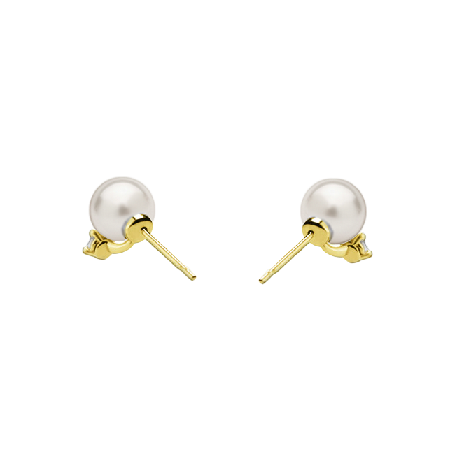 Brinco de Pérolas e Diamantes, Ouro Amarelo - PERLE Ponto de Luz