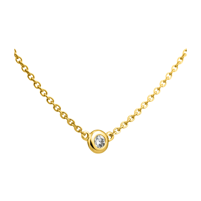 Colar com 3 Diamantes Ponto de Luz, Ouro Amarelo - TRIUM