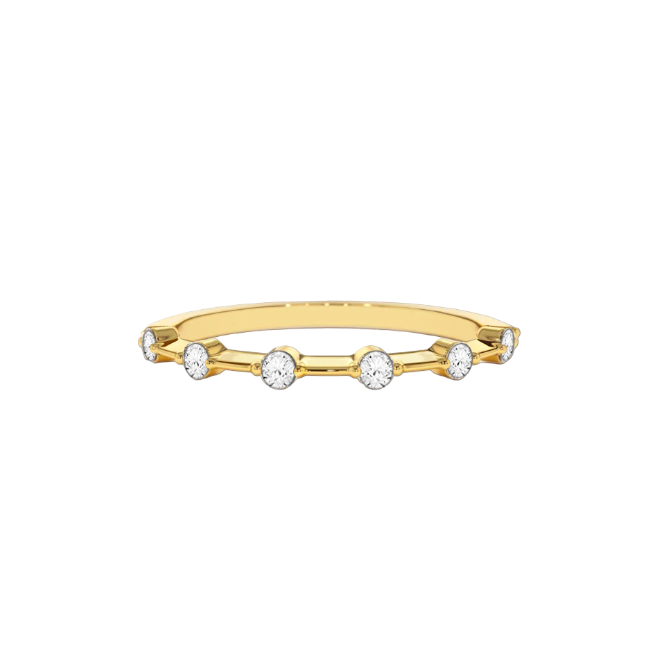 meia alianca fina de diamantes ouro amarelo
