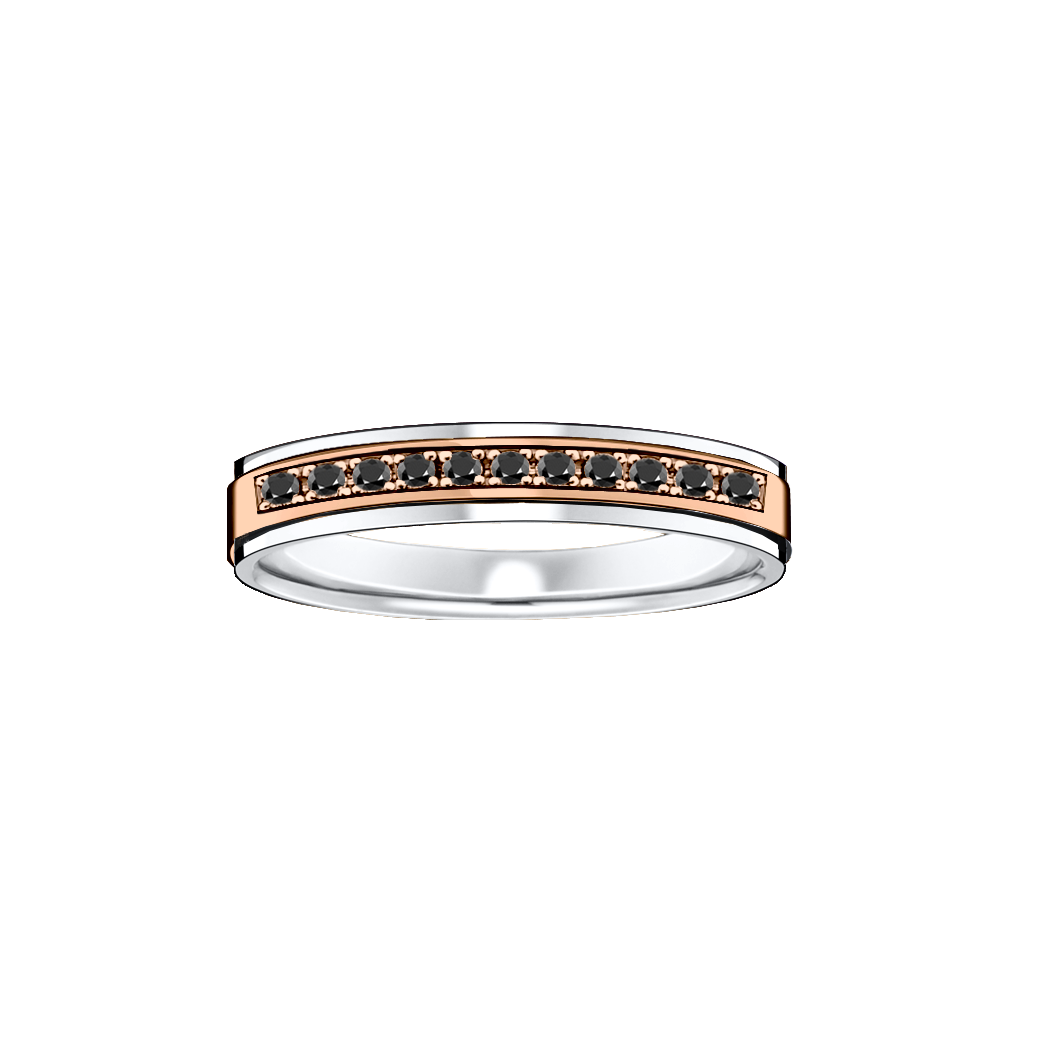 meia alianca diamantes negros ouro 750