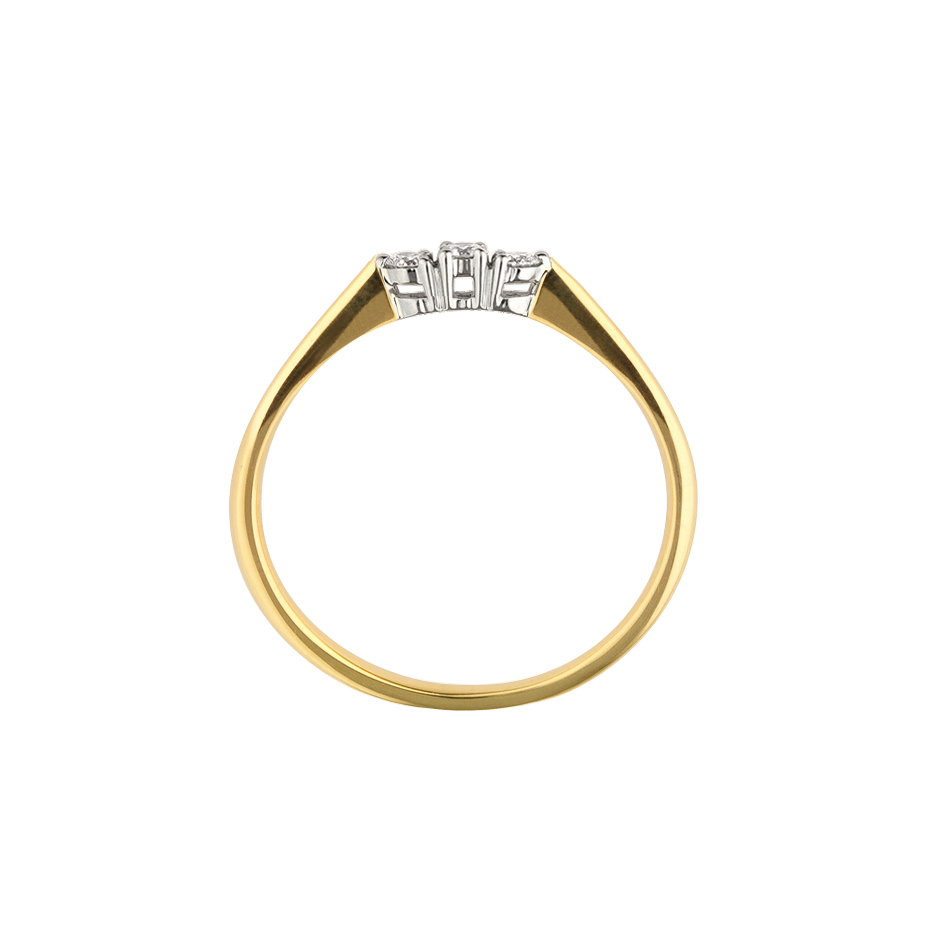 Anel com 3 Diamantes, Ouro Amarelo e Branco - FLOW