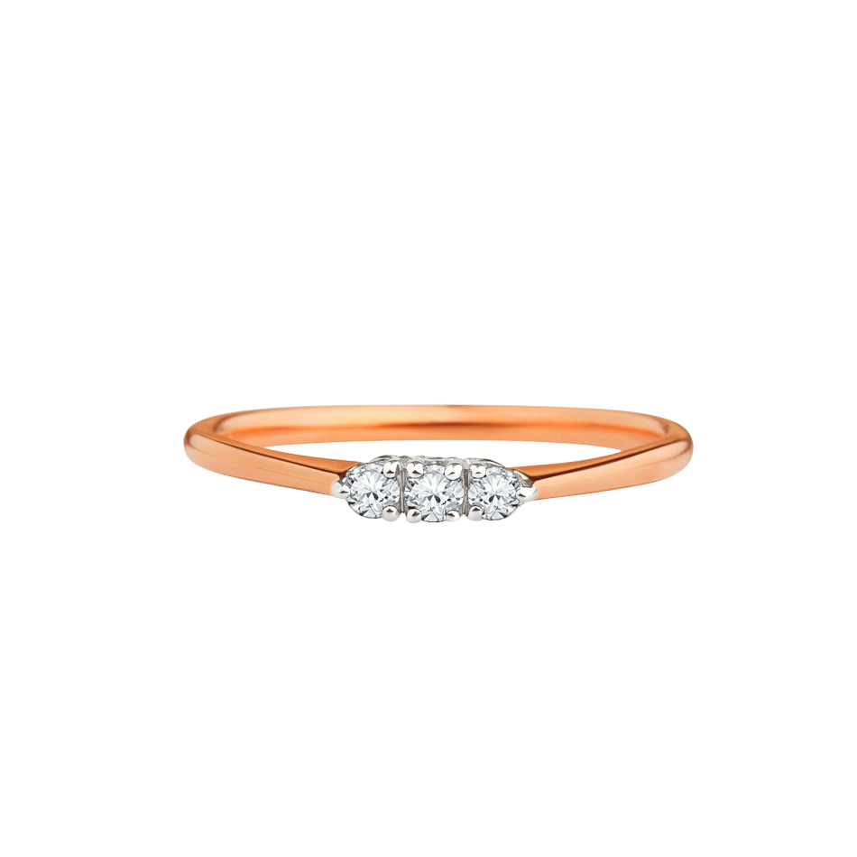 anel diamantes, ouro rosa e branco