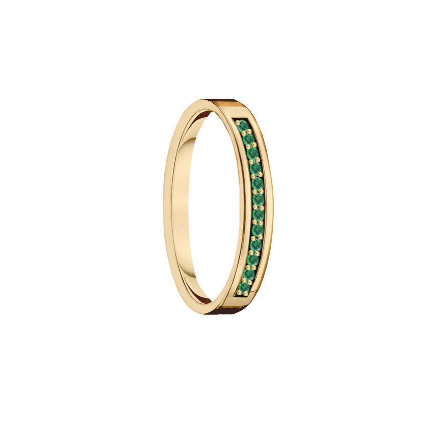 Meia Aliança Ouro Amarelo e Esmeraldas - SYÁ 2,7 mm
