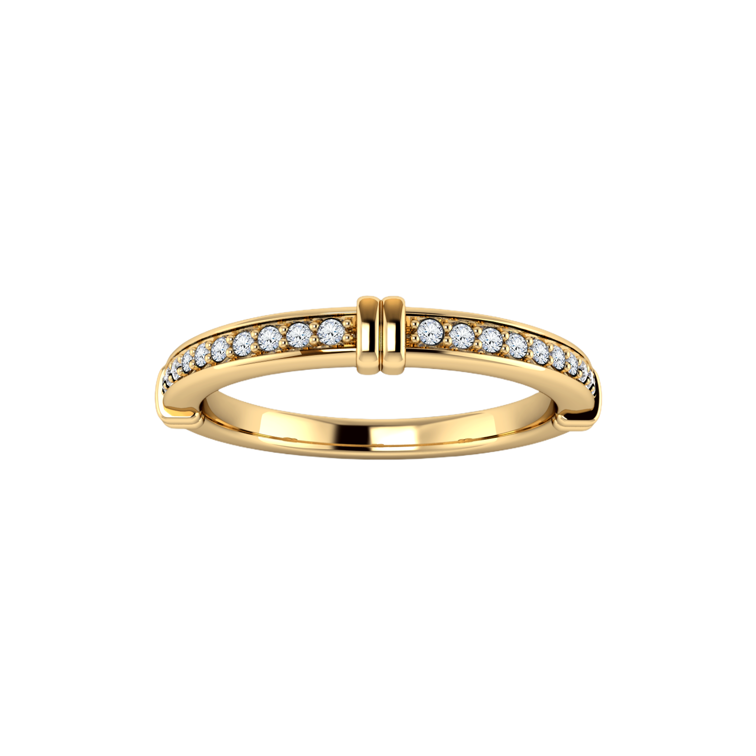 meia alianca ouro amarelo com diamantes