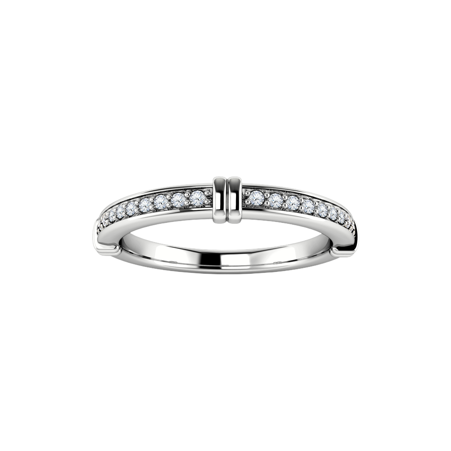 meia alianca ouro branco, com diamantes