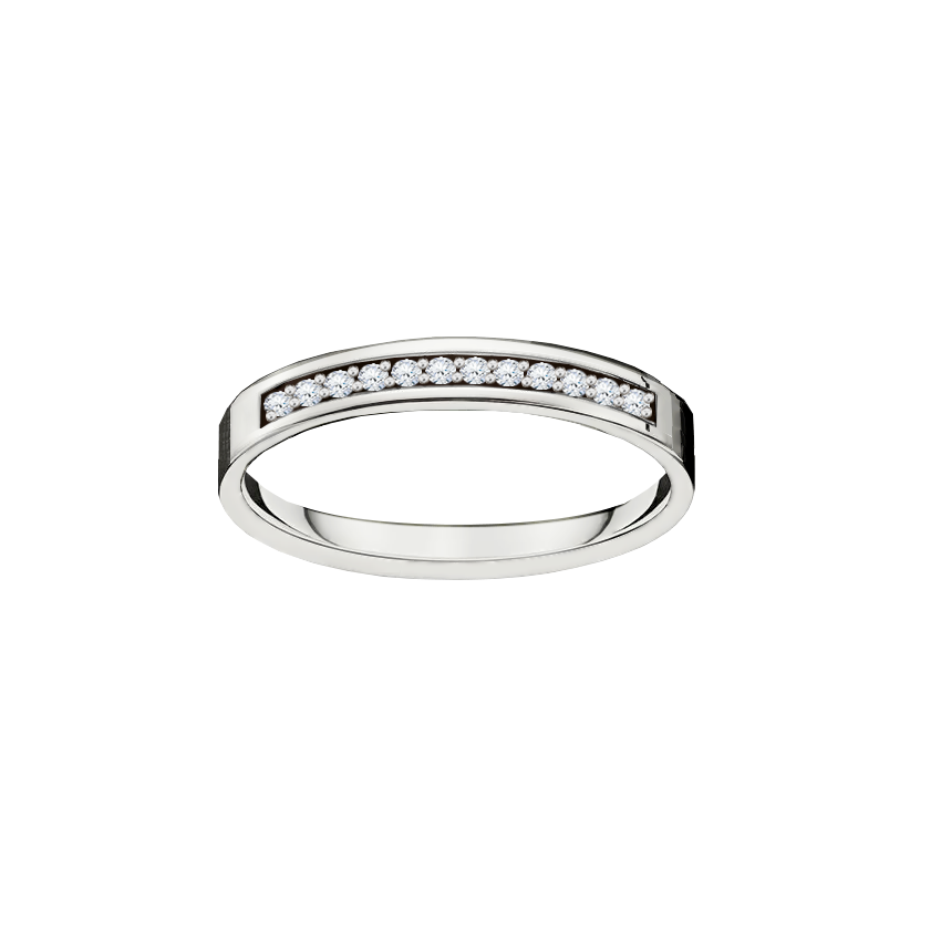 meia aliança ouro branco e diamantes