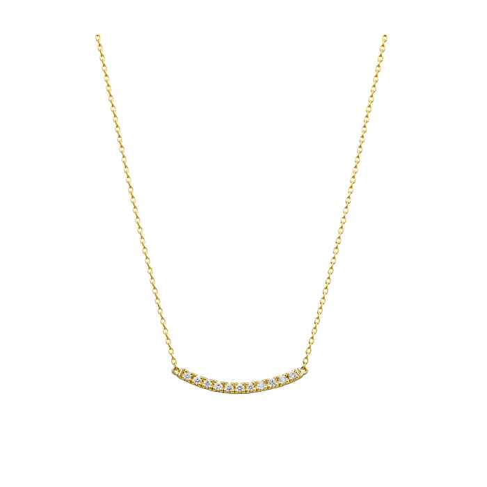colar stick curvo de diamantes, ouro amarelo 750
