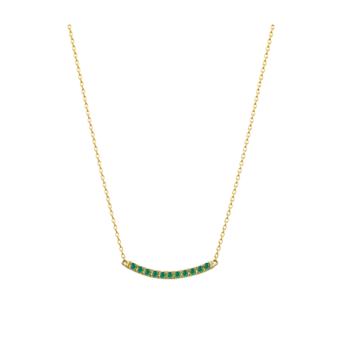 Colar de Stick Curvo com Esmeraldas, Ouro Amarelo - PRAIRIE Curve